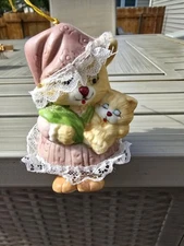 Vintage Jasco Caring Critter Chimers Cat Kitten Shelf Sitter Ornament Ceramic