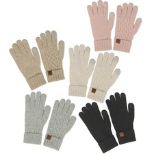 C.C Exclusive Women's Classic Solid Color Cable Knit Cuff Winter Gloves