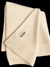 100 Cashmere Knit Scarf Ivory Cream Soft Luxury Winter Wrap Unisex