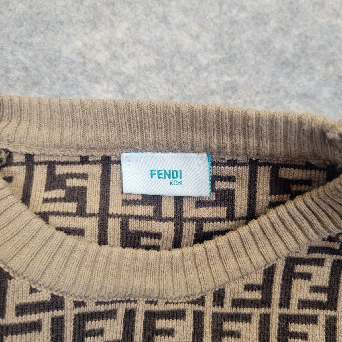 Fendi Kids Jumper Sweater Black Copper FF Logo Monogram Knit