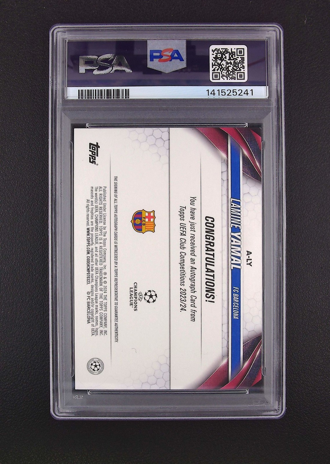 2023-24 Topps UEFA Lamine Yamal RC Rookie Auto PSA 8 w/10 view 2