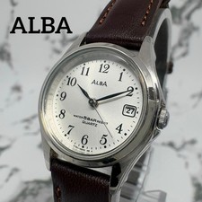 Working Condition SEIKO ALBA Round White Silver USED