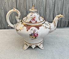 Large Antique  Baroque Hand Painted Porcelain Teapot. a/f
