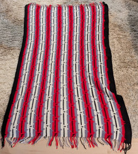 Vintage Handmade Crochet Afghan Blanket Southwestern Stripe Pattern 40" X 65.5"