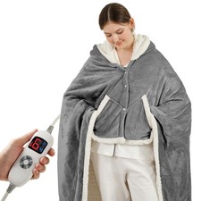 Wearable Heated Blanket Throw, Heated Shawl with 6 Heating Levels and 1-4 Hou...