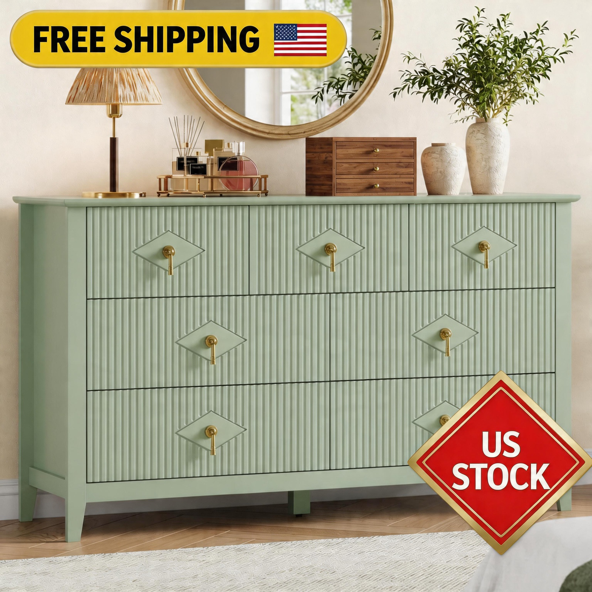 green emerald velvet dress Bramble Chloe 3 Drawer Dresser in Vintage Willow Green