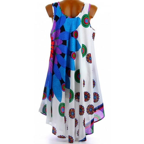 Women Dress Boho Dress Tunic Ladies Summer Beach Long Umbrella Tie-Dye Print - Picture 7 of 11