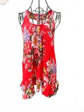 ASOS Red Floral Mini Dress UK 10 Cotton Summer Boho Pockets