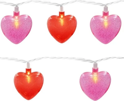 Couah 8.5Ft Red Pink Heart String Lights with Lights-Red Pink,