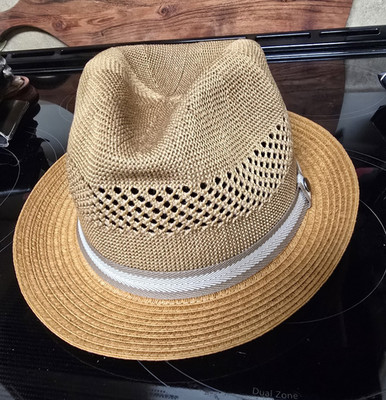 Barbour Men's Tan Solid Fedora Hat L Breathable Spring Summer