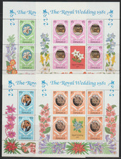 == Jamaïque. Ensemble de 4 Feuillets ★★ Mariage Royal Charles et Diana — 1981 ==