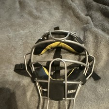 Champion BM300 Umpire Face Mask Metal Foam Padded Adjustable Black Silver Yellow