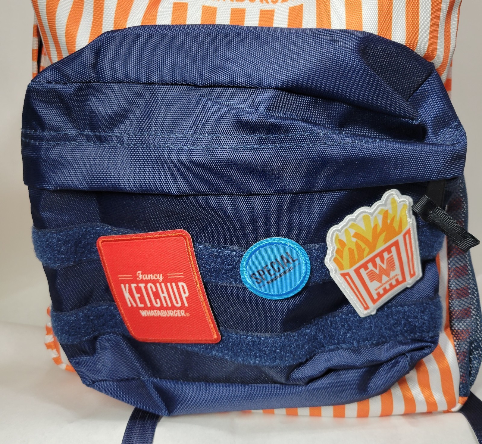 Whataburger Striped Patch Backpack Orange White S… - image 3