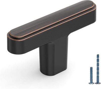 10 Pack Oil Rubbed Bronze Cabinet Knobs - Zinc Alloy Small Rectangular Modern