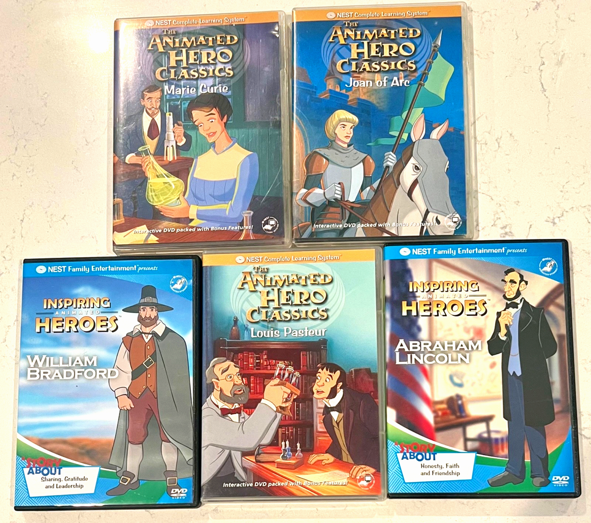 Animated Hero Classics DVDs History Study Home School LOT OF 5