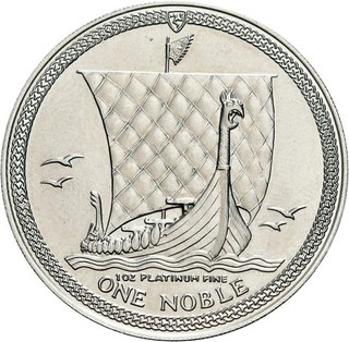 Isle of Man Elisabeth II. One Nobel 1983 1 Unze Platinmünze