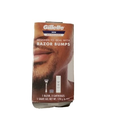 Gilette Men's Skinguard, 5 Piece Set- 1 Razor, 3 Cartridges, 1 6oz Shave Gel