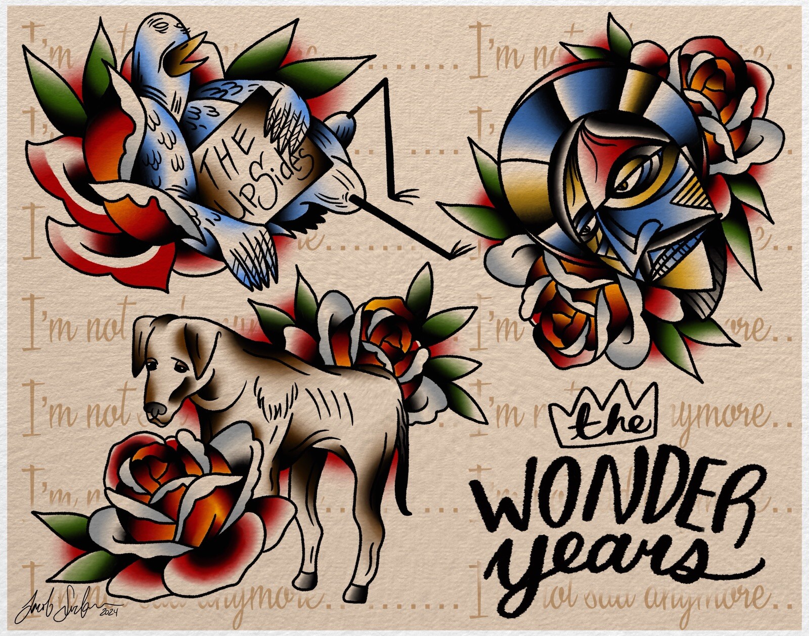 Wonder Years Band Tattoo Style Art Print 11x14 Poster