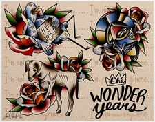 The Wonder Years Band Tattoo Flash Art Print 11x14