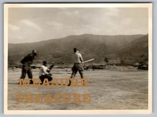 C.1950 KOREAN WAR MILITARY BASE, BASEBALL GAME BLURRED PHOTO F19