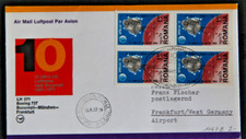 Rumania motivo espacial primer vuelo LH Bucarest-Múnich-Fráncfort 26.8.77 (74-30a)