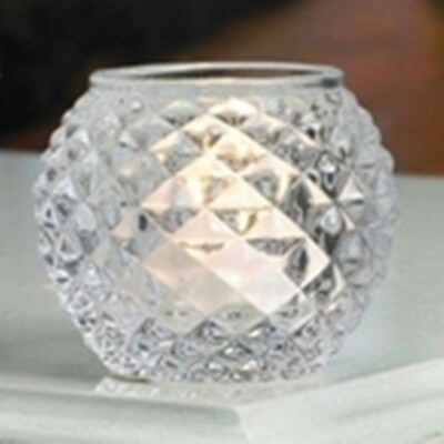 Tealight Holder, Pineapple Textured Glass, 3'' by 2 3/8'', New