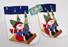 2 NWT Matching Home Accents 8" Mini Snowman Christmas Stockings -A-