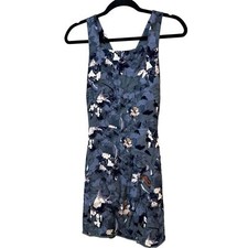 Aritzia Wilfred Floral Mini Dress Womens Sz. 2 Blue Neutral Cottagecore Boho
