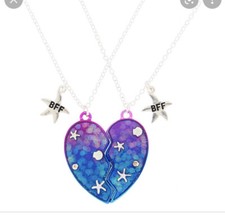 claire  s glitter starfish rainbow magnetic bff best friend necklace set
