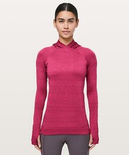 LULULEMON REST LESS HOODIE, LONG SLEEVE WITH HOOD, VIOLET RED, NWT 98, 2