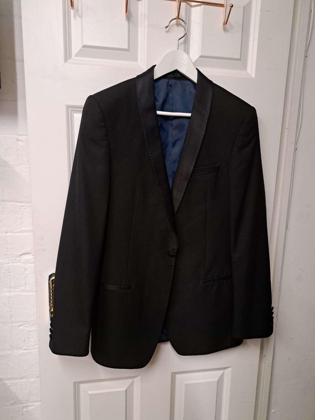 Giacca da pranzo smoking Marks Spencer UK 38 nero Savile fila 2 pezzi scialle risvolto