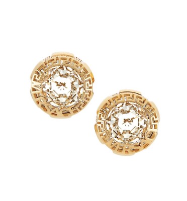 Versace Goldtone & Crystal Stud Earrings