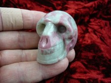 #HH-169-1 HUMAN SKULL WHITE pink GRAY GEM skulls stone CRANIUM