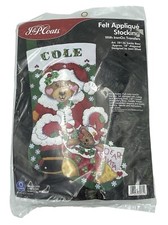 J P Coats Santa Bear Christmas Stocking Felt Appliqu Kit 28136 18" NOS