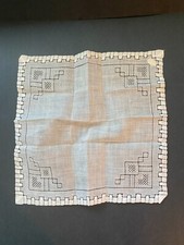Vintage White Fancy Linen Embroidered Handkerchief
