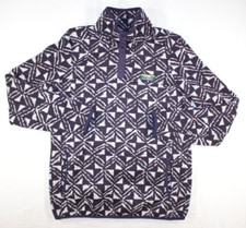 L.L. Bean Sweatshirt Women's S Snap Fleece Mock Neck 500757 Geometric Purple