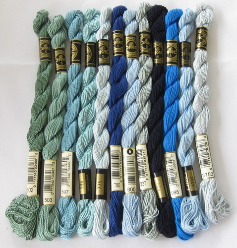 Threads for Needlepoint Hand Embroidery 12x DMC Perle #5 BLUE