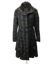 Marithe Francois Girbaud Women’s Blue Tartan Check Flare Hem Coat, It 44, Uk 12