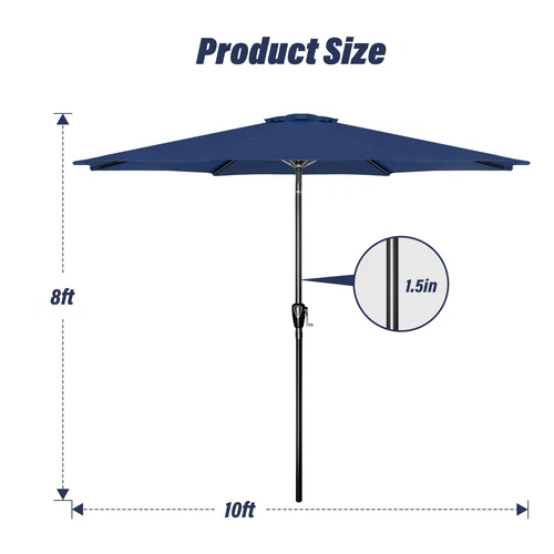 7.5ft/9/10ft Tan/Red Patio Umbrella Dining Table Outdoor Market Umbrella w/Crank - Bild 33 von 44