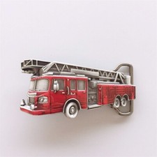 Vintage Style Fire Truck Firefighter Enamel Belt Buckle also Stock in the US