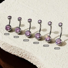 1-3pcs CZ Belly Button Ring Navel Curved Barbell Piercing Jewelry 6Sizes 14G