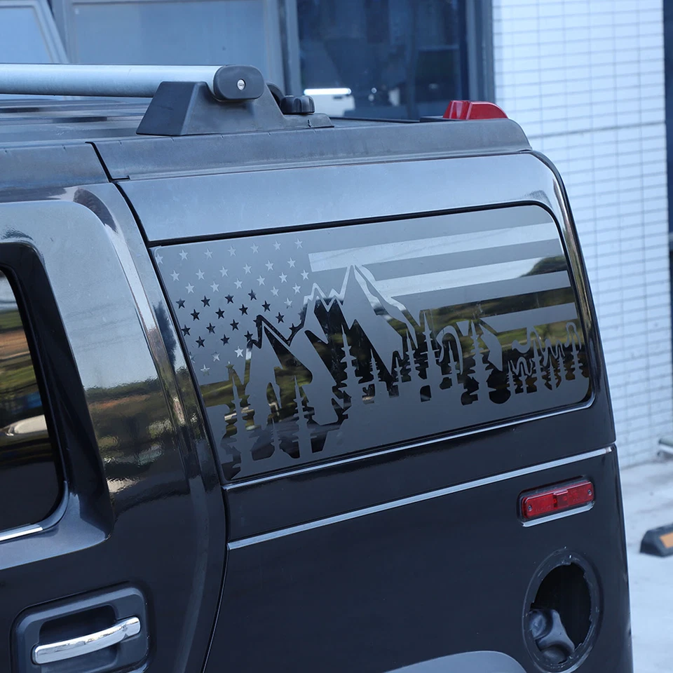Rear Side Trunk Glass window USA Flag Graphical Decal For Hummer H2 03-09 Foto 4 de 4