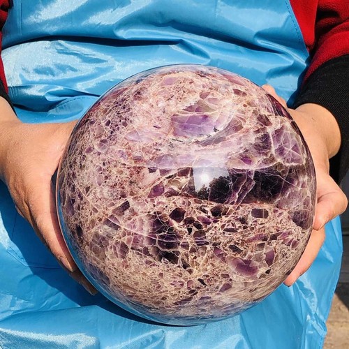 16.39LB Top Natural dreamy amethyst Quartz Sphere Quarzt Crystal Ball reiki heal - Picture 3 of 17