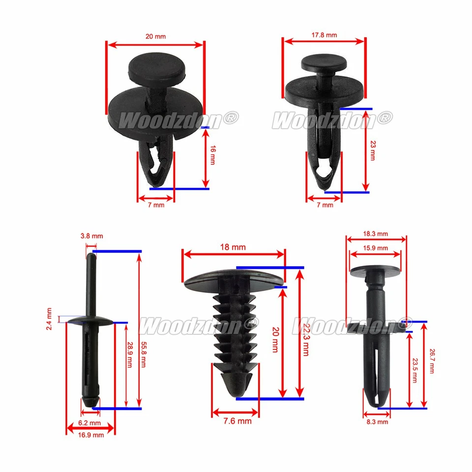 50 Clips Bumper Fender Fascia Retainer Assortment Kit For Chrysler 300 2005-2010 Foto 3 de 4