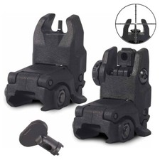 NEW Gen II Flip Up Sights Front & Rear Black Polymer 20mm Picatinny Mount