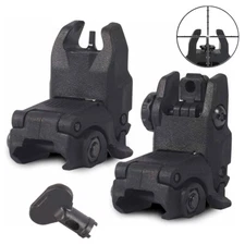NEW Gen II Flip Up Sights Front & Rear Black Polymer 20mm Picatinny Mount