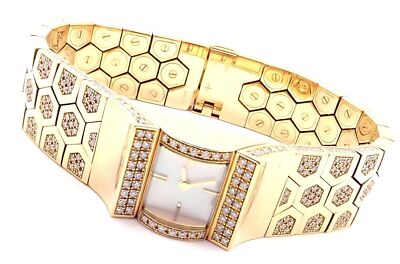 Authentic! Van Cleef & Arpels Ludo Swann 18k Yellow Gold Diamond Watch Papers