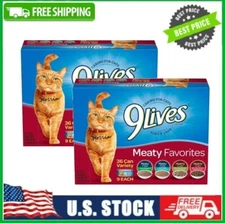 2 Boxes 9Lives Meaty Favorites Variety Pack, 5.5 Ounce, Pack of 36