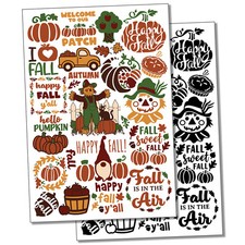 Fall Autumn Pumpkin Scarecrow Halloween Temporary Tattoo Fake Body Art Set