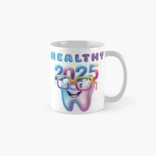 Healthy 2025: Funny Tooth with Oversized Glasses! Classic Mug , Gift For Family